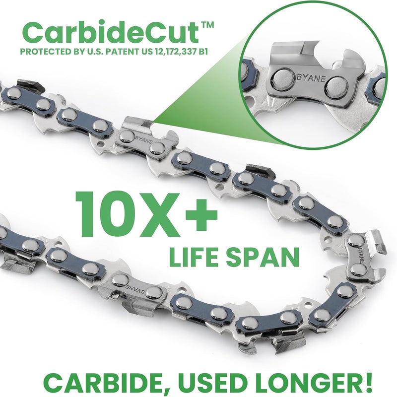 Byane Carbide Chainsaw Chain 20 Inch, 3/8" Pitch, 050" Gauge, 72 Drive Links, Gifts for Men, Father's Day Gifts for Dad, Fits Stihl, Husqvarna 455, and More- 33RS72 (1 Chains). - Image 2
